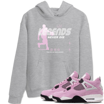 4s Retro Orchid shirts to match jordans Legends Never Die sneaker match tees Air Jordan 4 WMNS Orchid match shoes to clothes SNRT Sneaker Tees unisex cotton Heather Grey 1 shirts