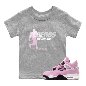 4s Retro Orchid shirts to match jordans Legends Never Die sneaker match tees Air Jordan 4 WMNS Orchid match shoes to clothes SNRT Sneaker Tees Youth Baby Heather Grey 1 tee