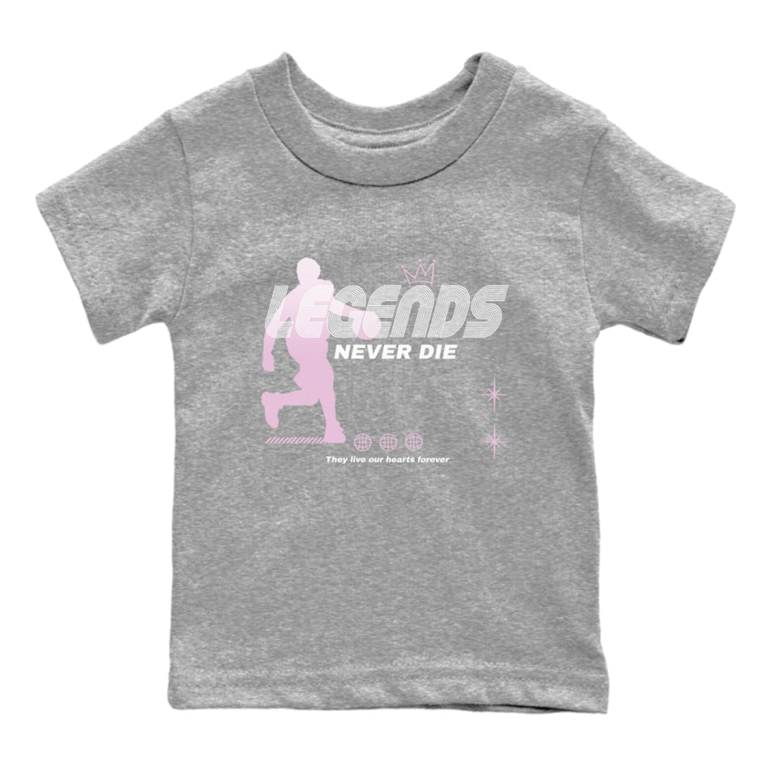 4s Retro Orchid shirts to match jordans Legends Never Die sneaker match tees Air Jordan 4 WMNS Orchid match shoes to clothes SNRT Sneaker Tees Youth Baby Heather Grey 2 tee