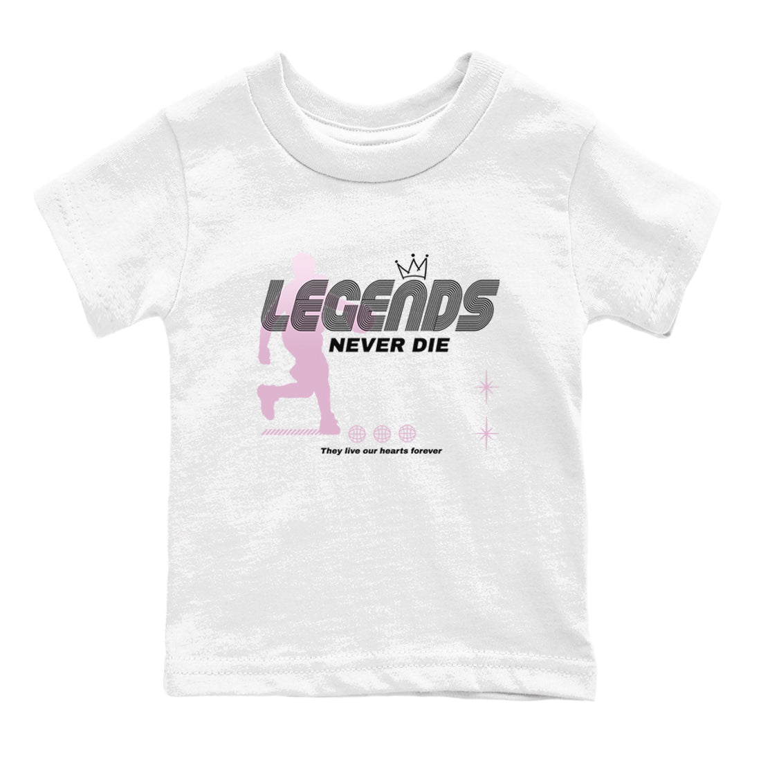 4s Retro Orchid shirts to match jordans Legends Never Die sneaker match tees Air Jordan 4 WMNS Orchid match shoes to clothes SNRT Sneaker Tees Youth Baby White 2 tee