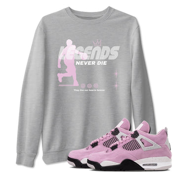 4s Retro Orchid shirts to match jordans Legends Never Die sneaker match tees Air Jordan 4 WMNS Orchid match shoes to clothes SNRT Sneaker Tees unisex cotton Heather Grey 1 shirts