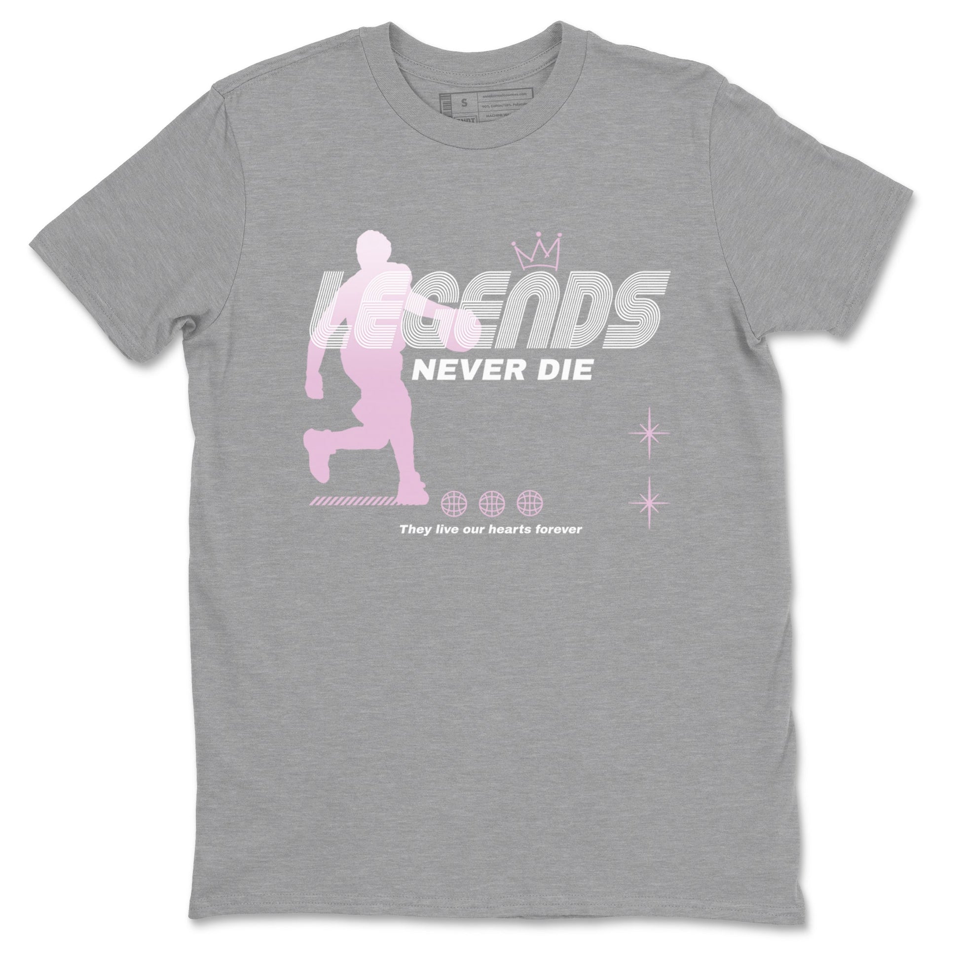4s Retro Orchid shirts to match jordans Legends Never Die sneaker match tees Air Jordan 4 WMNS Orchid match shoes to clothes SNRT Sneaker Tees unisex cotton Heather Grey 2 shirts