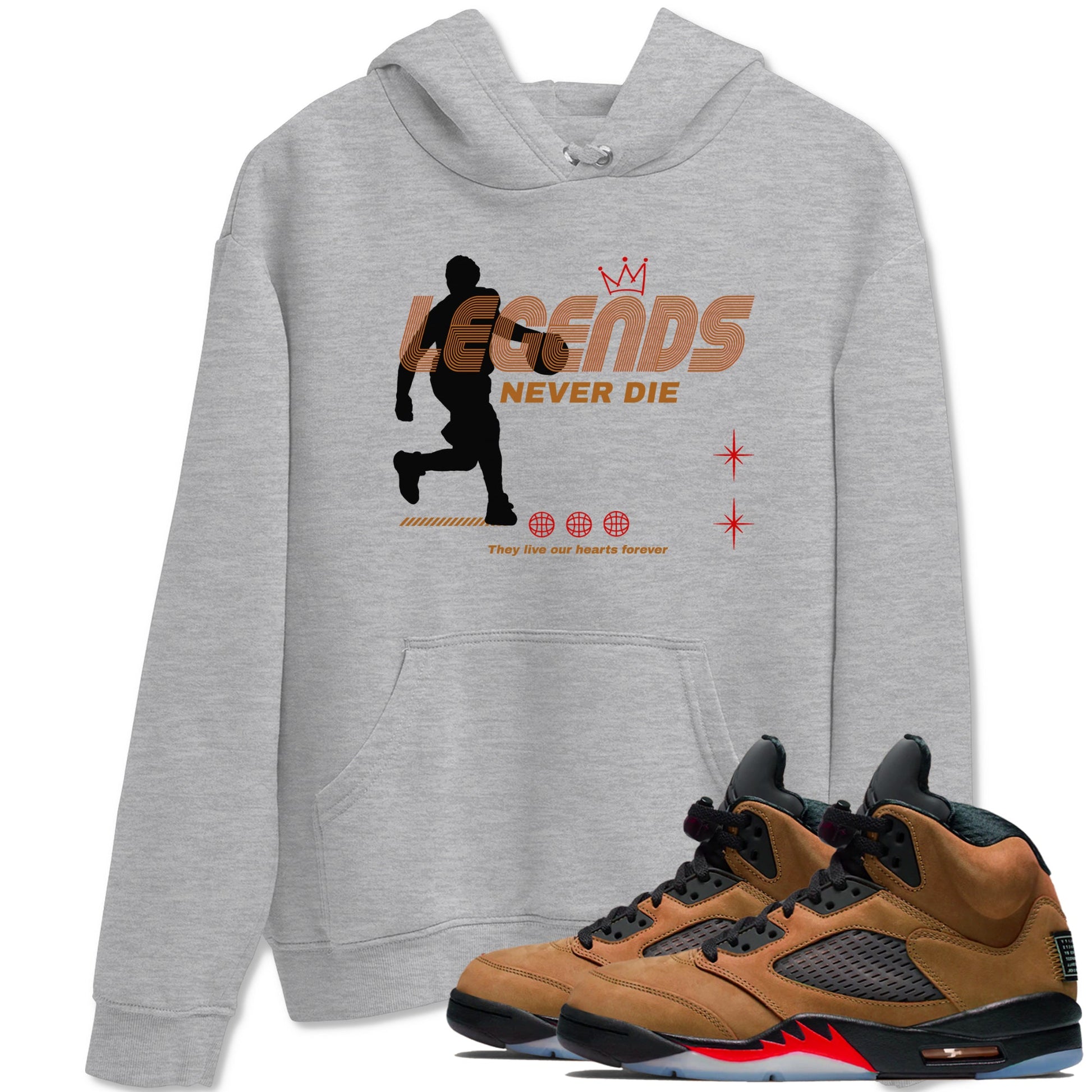 5s Archaeo Brown shirts to match jordans Legends Never Die sneaker match tees Air Jordan 5 Archaeo Brown match shoes to clothes SNRT Sneaker Tees unisex cotton Heather Grey 1 shirts
