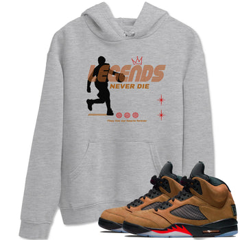5s Archaeo Brown shirts to match jordans Legends Never Die sneaker match tees Air Jordan 5 Archaeo Brown match shoes to clothes SNRT Sneaker Tees unisex cotton Heather Grey 1 shirts