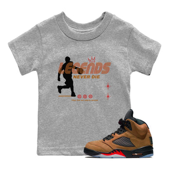 5s Archaeo Brown shirts to match jordans Legends Never Die sneaker match tees Air Jordan 5 Archaeo Brown match shoes to clothes SNRT Sneaker Tees Youth Baby Heather Grey 1 tee