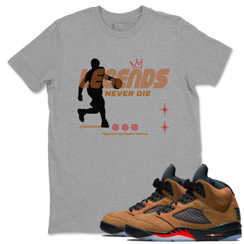 5s Archaeo Brown shirts to match jordans Legends Never Die sneaker match tees Air Jordan 5 Archaeo Brown match shoes to clothes SNRT Sneaker Tees unisex cotton Heather Grey 1 shirts