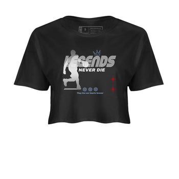 5s Black Metallic Reimagined shirts to match jordans Legends Never Die best t shirts to wear with jordans Air Jordan 5 Reimagined match shoes to clothes SNRT Sneaker Tees unisex cotton Black 2 crop tee