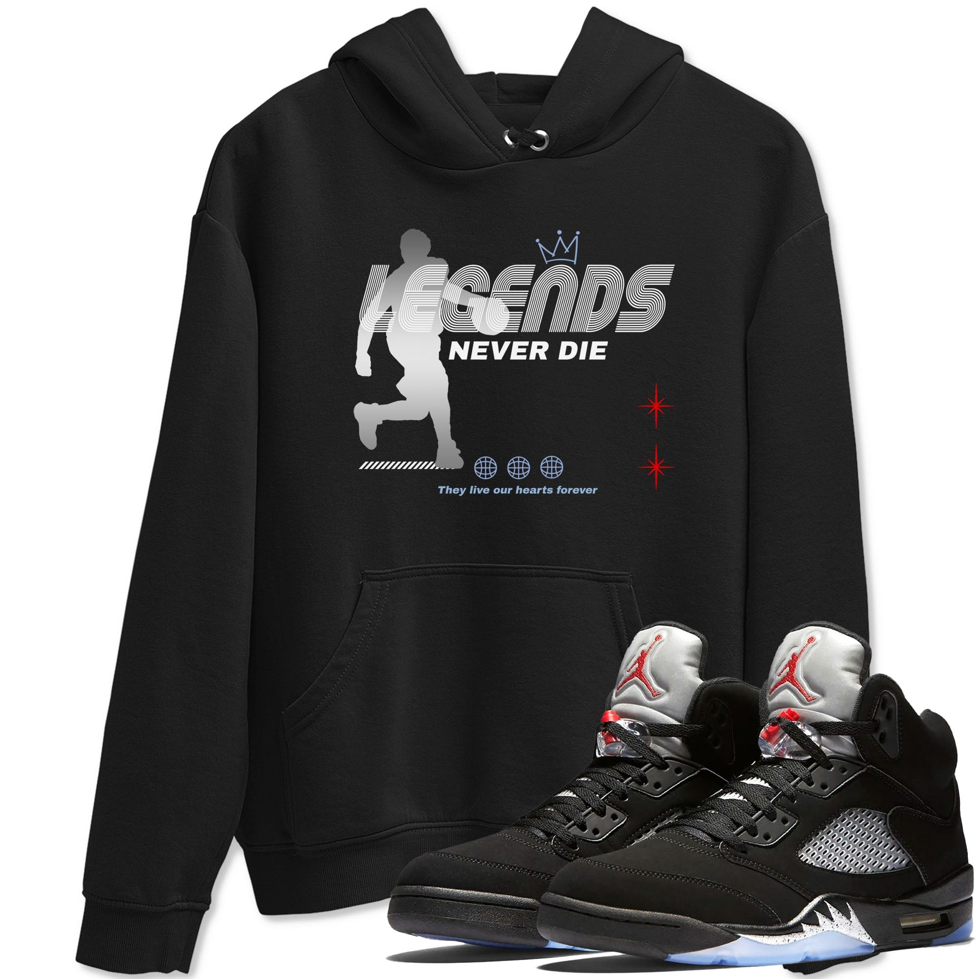 5s Black Metallic Reimagined shirts to match jordans Legends Never Die best t shirts to wear with jordans Air Jordan 5 Reimagined match shoes to clothes SNRT Sneaker Tees unisex cotton Black 1 shirts