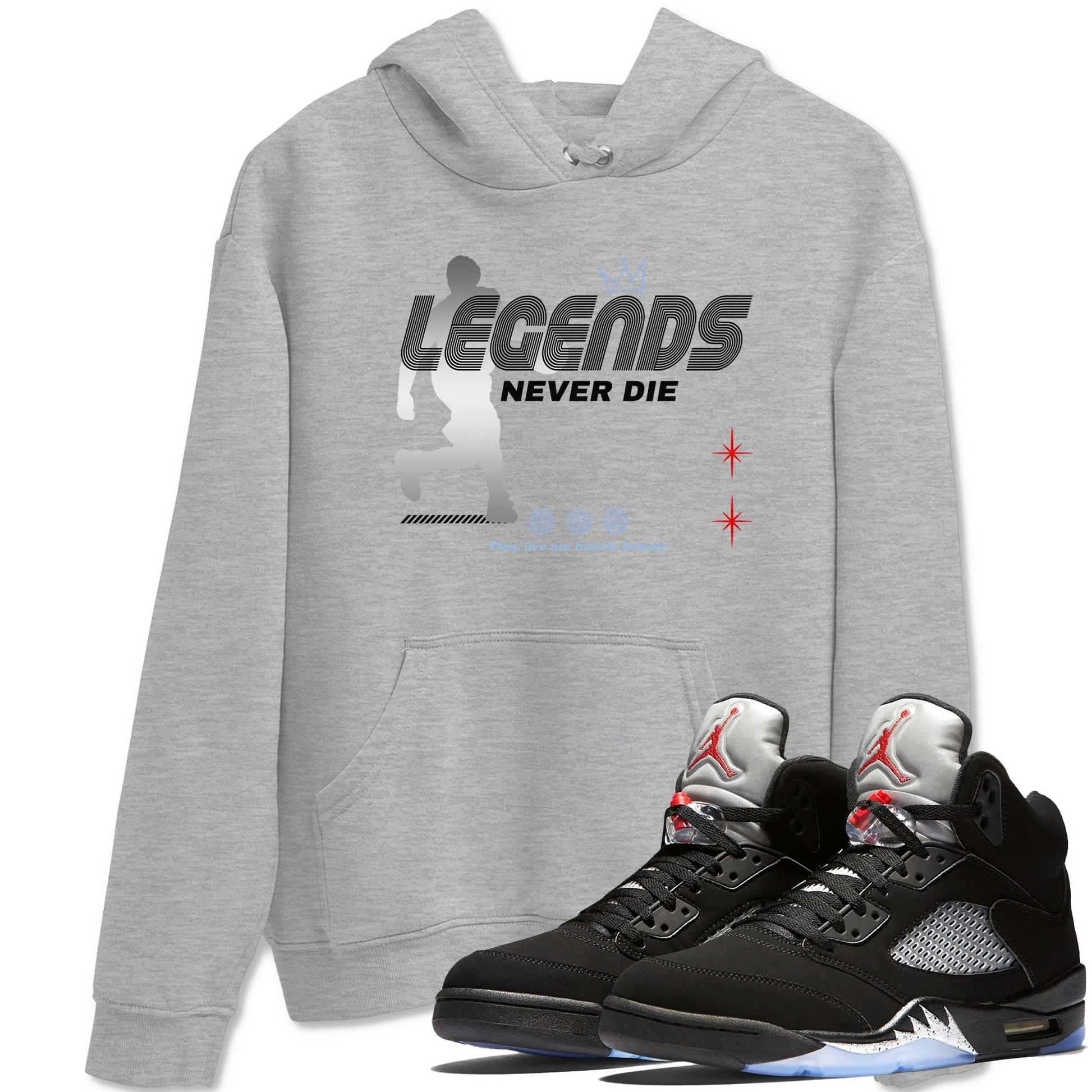 5s Black Metallic Reimagined shirts to match jordans Legends Never Die best t shirts to wear with jordans Air Jordan 5 Reimagined match shoes to clothes SNRT Sneaker Tees unisex cotton Heather Grey 1 shirts