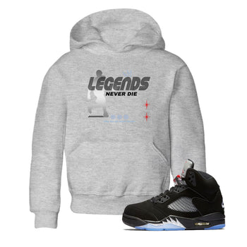 5s Black Metallic Reimagined shirts to match jordans Legends Never Die best t shirts to wear with jordans Air Jordan 5 Reimagined match shoes to clothes SNRT Sneaker Tees Youth Baby Heather Grey 1 tee