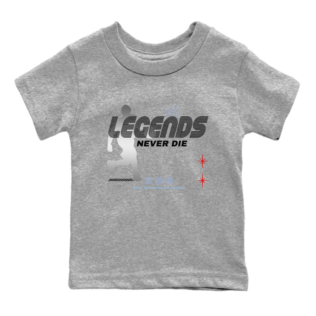 5s Black Metallic Reimagined shirts to match jordans Legends Never Die best t shirts to wear with jordans Air Jordan 5 Reimagined match shoes to clothes SNRT Sneaker Tees Youth Baby Heather Grey 2 tee