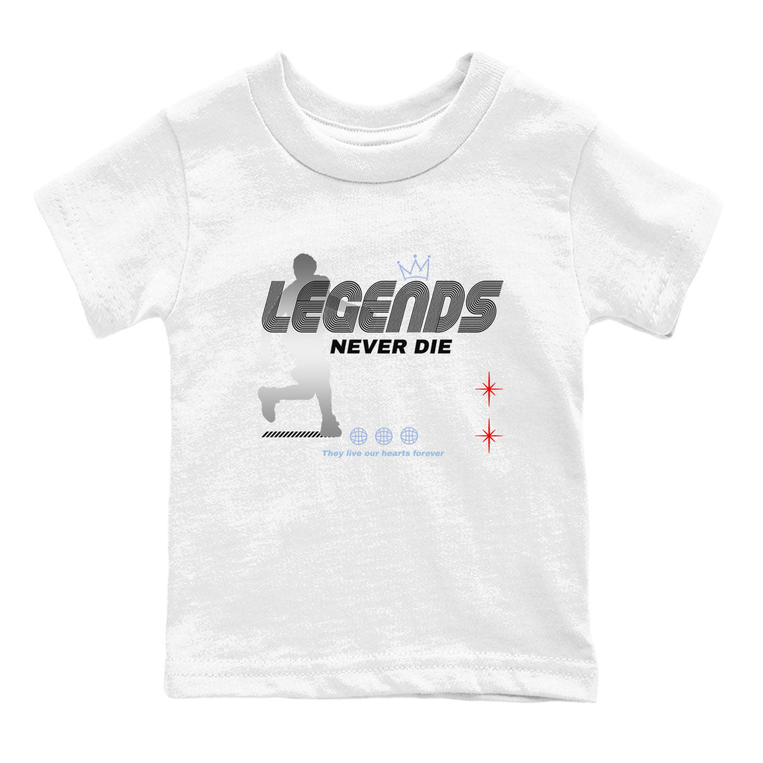 5s Black Metallic Reimagined shirts to match jordans Legends Never Die best t shirts to wear with jordans Air Jordan 5 Reimagined match shoes to clothes SNRT Sneaker Tees Youth Baby White 2 tee