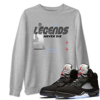 5s Black Metallic Reimagined shirts to match jordans Legends Never Die best t shirts to wear with jordans Air Jordan 5 Reimagined match shoes to clothes SNRT Sneaker Tees unisex cotton Heather Grey 1 shirts