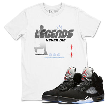 5s Black Metallic Reimagined shirts to match jordans Legends Never Die best t shirts to wear with jordans Air Jordan 5 Reimagined match shoes to clothes SNRT Sneaker Tees unisex cotton White 1 shirts
