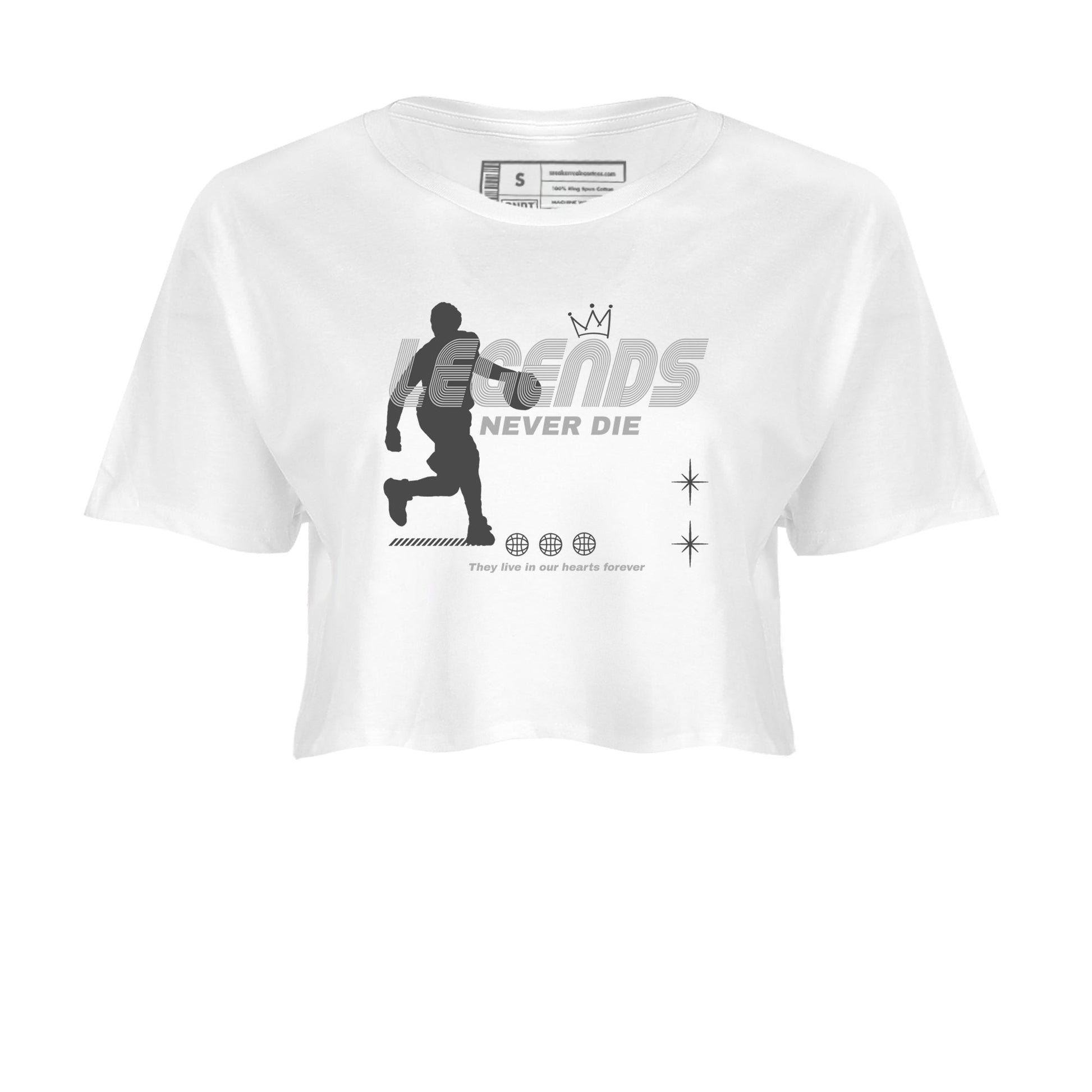 9s Cool Grey shirts to match jordans Legends Never Die sneaker match tees Air Jordan 9 Retro Cool Grey match shoes to clothes SNRT Sneaker Tees unisex cotton White 2 crop tee