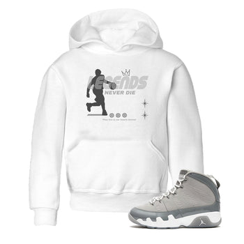 9s Cool Grey shirts to match jordans Legends Never Die sneaker match tees Air Jordan 9 Retro Cool Grey match shoes to clothes SNRT Sneaker Tees Youth Baby White 1 tee
