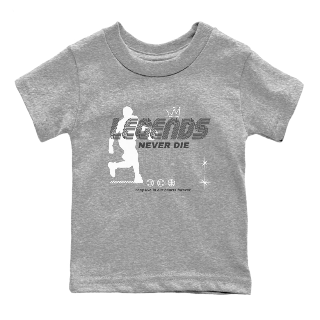 9s Cool Grey shirts to match jordans Legends Never Die sneaker match tees Air Jordan 9 Retro Cool Grey match shoes to clothes SNRT Sneaker Tees Youth Baby Heather Grey 2 tee