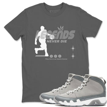 9s Cool Grey shirts to match jordans Legends Never Die sneaker match tees Air Jordan 9 Retro Cool Grey match shoes to clothes SNRT Sneaker Tees unisex cotton Cool Grey 1 shirts