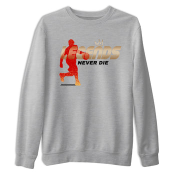 Sneaker match tees – Sneaker Tees To Match Nike KB 9 China Shoes KB 9 University Red and Metallic Gold – Legends Never Die Tee Heather Grey 2