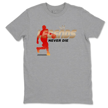 Sneaker match tees – Sneaker Tees To Match Nike KB 9 China Shoes KB 9 University Red and Metallic Gold – Legends Never Die Tee Heather Grey 2