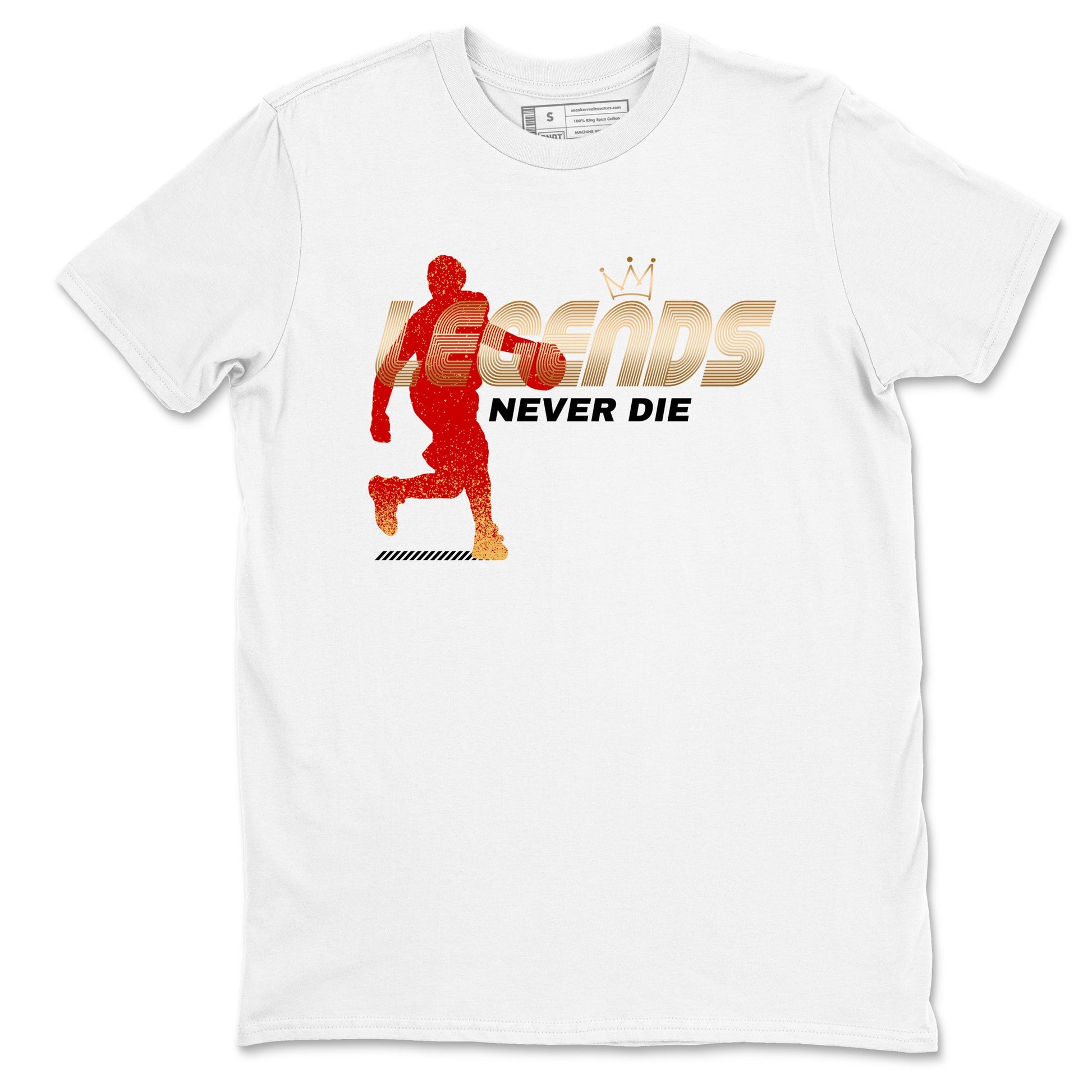 Sneaker match tees – Sneaker Tees To Match Nike KB 9 China Shoes KB 9 University Red and Metallic Gold – Legends Never Die Tee White 2