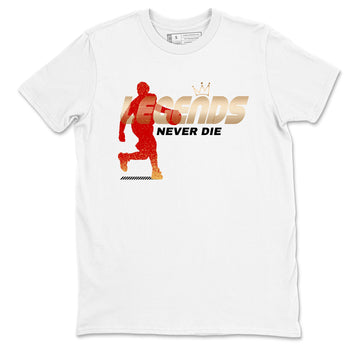 Sneaker match tees – Sneaker Tees To Match Nike KB 9 China Shoes KB 9 University Red and Metallic Gold – Legends Never Die Tee White 2