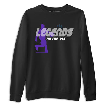 Sneaker Threads – Sneaker Tees To Match Nike KB 9 Hyper Grape – Legends Never Die Graphic Tee Black 2. Perfect for Jordan releases 2025 colorways. Perfect for purple basketball sneaker releases and legacy-inspired colorways for 2025 hoopers.