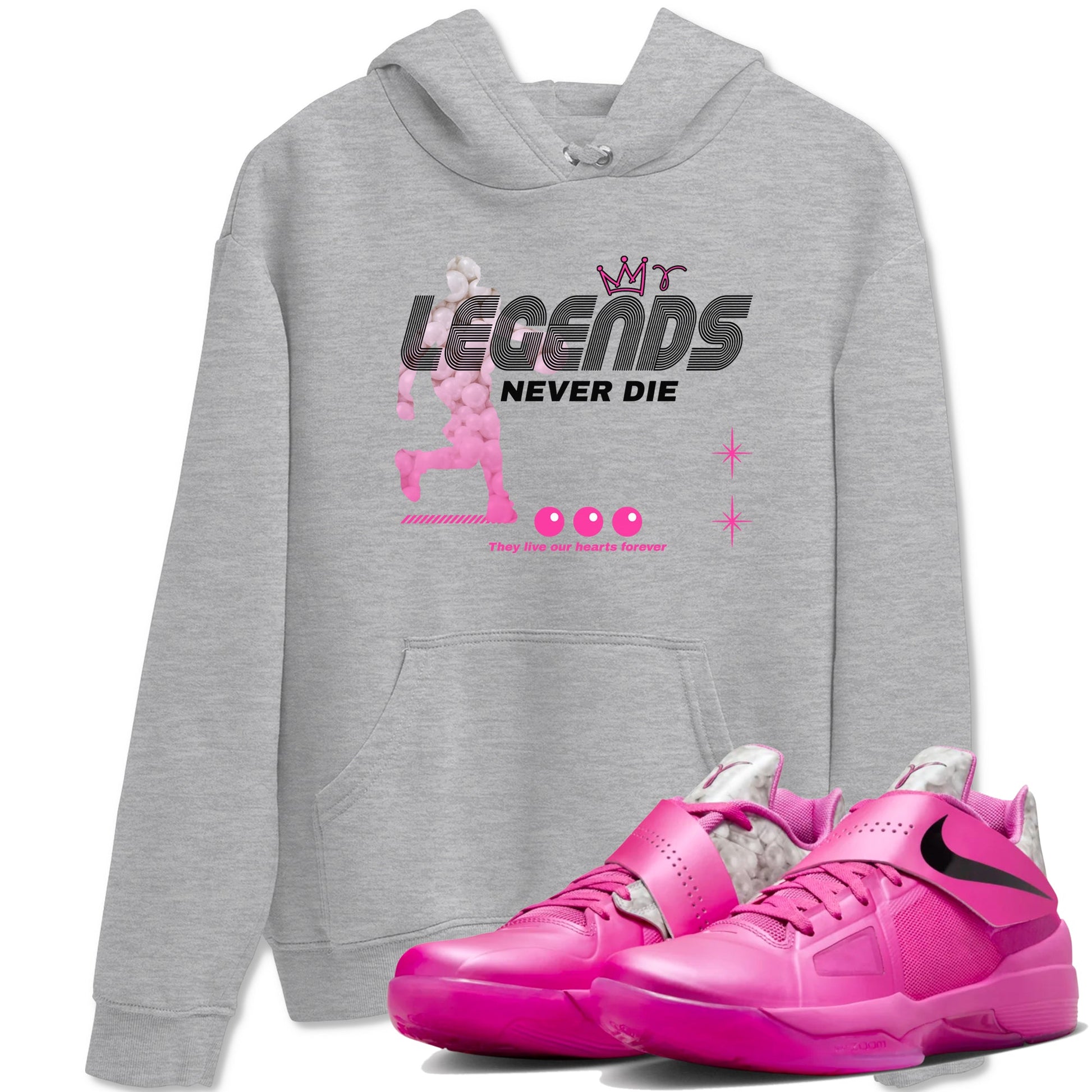 Nike KD 4 Retro Aunt Pearl shirts to match jordans Legends Never Die sneaker match tees Nike KD 4 Aunt Pearl match shoes to clothes SNRT Sneaker Tees unisex cotton Heather Grey 1 shirts