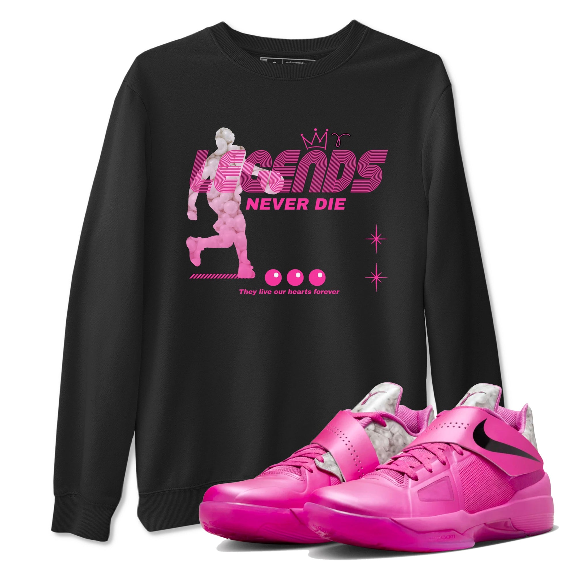 Nike KD 4 Retro Aunt Pearl shirts to match jordans Legends Never Die sneaker match tees Nike KD 4 Aunt Pearl match shoes to clothes SNRT Sneaker Tees unisex cotton Black 1 shirts