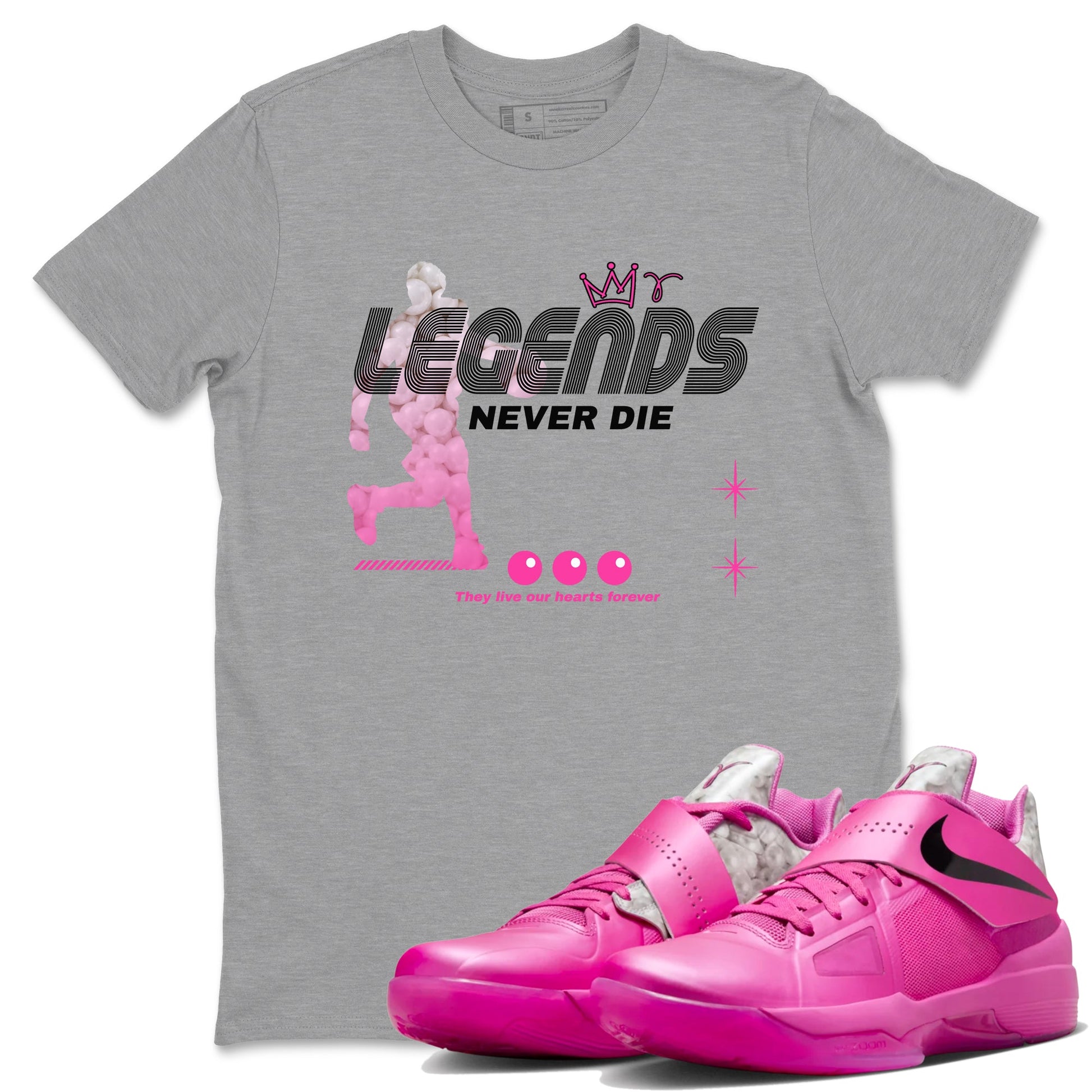 Nike KD 4 Retro Aunt Pearl shirts to match jordans Legends Never Die sneaker match tees Nike KD 4 Aunt Pearl match shoes to clothes SNRT Sneaker Tees unisex cotton Heather Grey 1 shirts