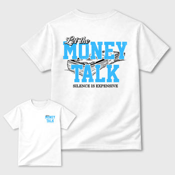 Let The Money Talk sneaker match t-shirt styled to complete your fit with the sneakers, Double side graphic tee. shown in White.
