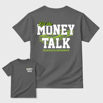 Let the Money Talk sneaker match t-shirt styled to complete your fit with the Air Max 90 Neon Yellow sneakers, shown in Cool Grey.
