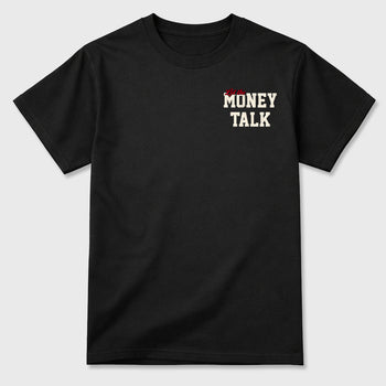 Let the Money Talkgraphic t-shirt. Streetwear sneakerfit. Sneaker outfit. Complete your fit with the AJ1 Flight Club sneakers,, shown in Black.