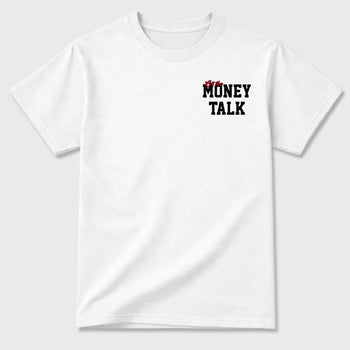 Let the Money Talkgraphic t-shirt. Streetwear sneakerfit. Sneaker outfit. Complete your fit with the AJ1 Flight Club sneakers,, shown in White.