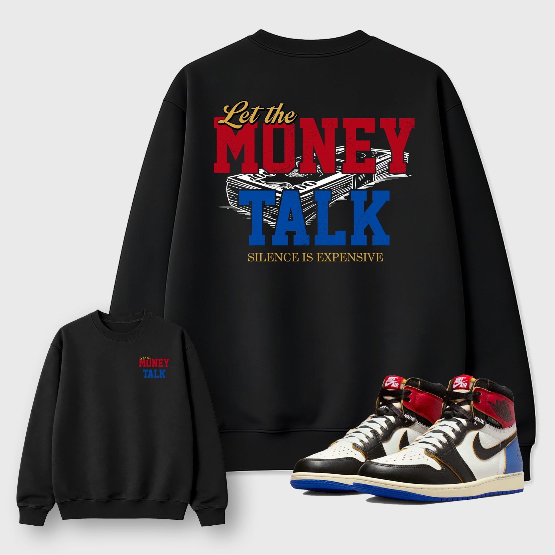 Let the Money Talk sneaker match t-shirt styled to complete your fit with the sneakers, shown in Black.