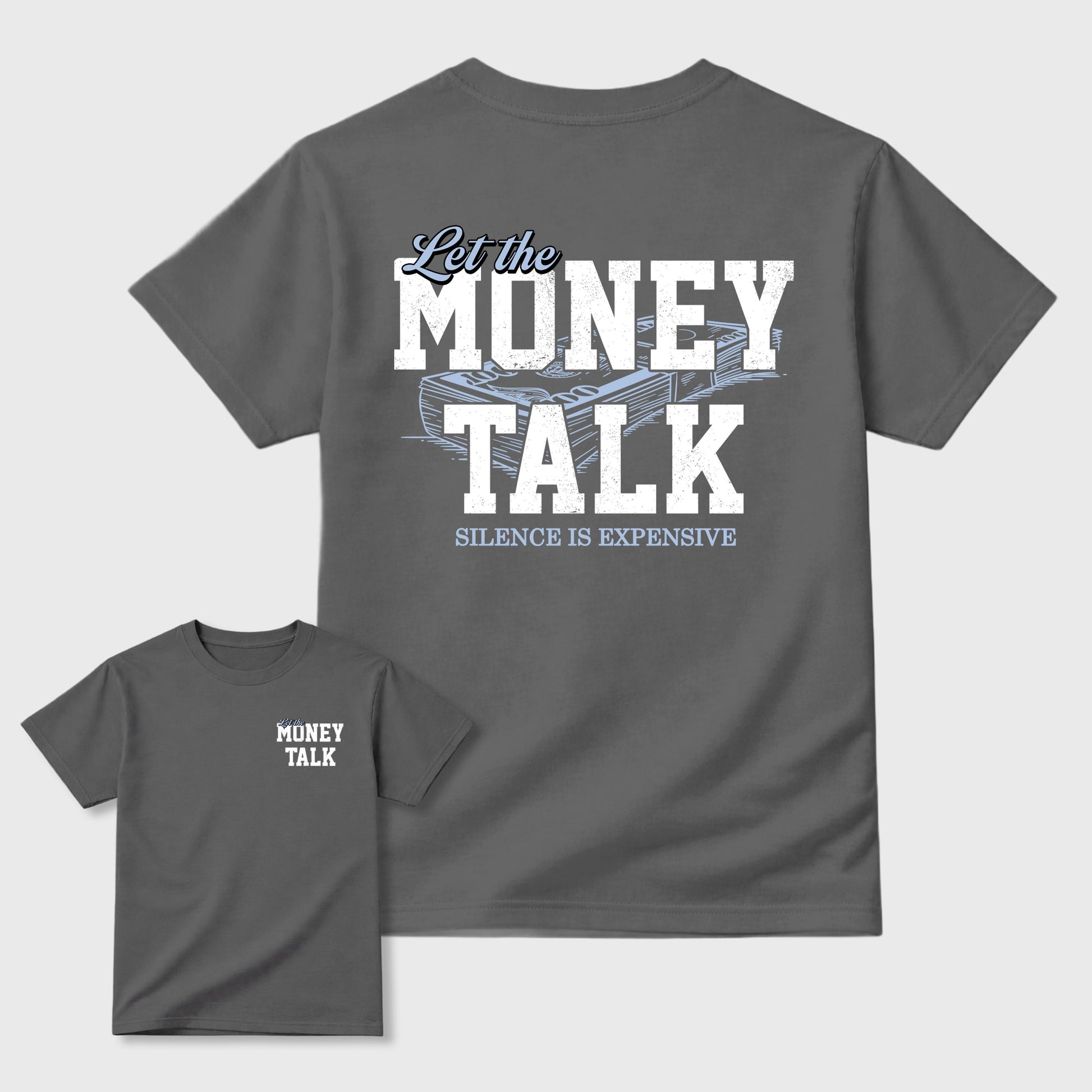 Let the Money Talk sneaker match t-shirt styled to complete your fit with the sneakers, shown in Cool Grey.