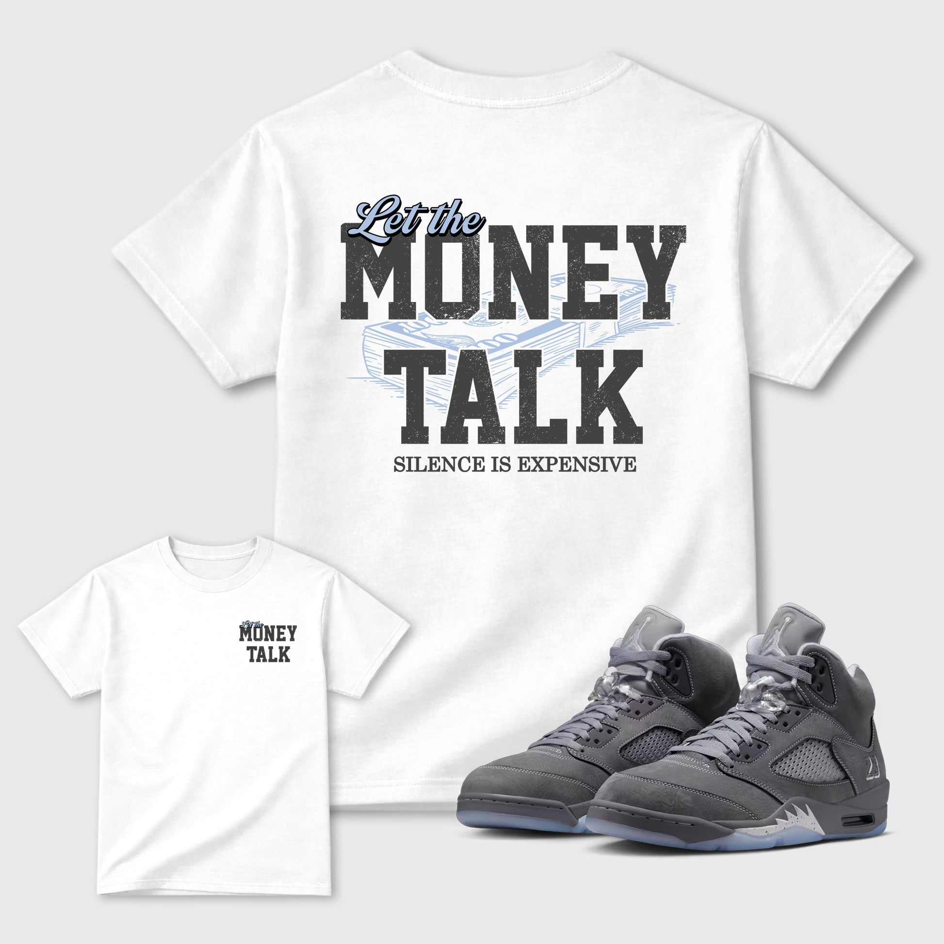 Let the Money Talk sneaker match t-shirt styled to complete your fit with the sneakers, shown in White.