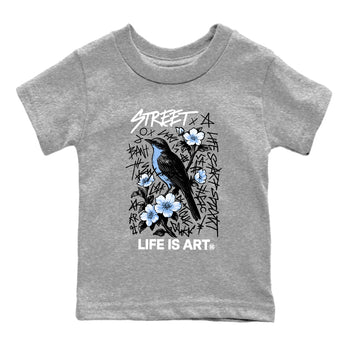 Air Jordan 4 Forget Me Not t-shirts to match jordans Life Is Art sneaker match tees 4s blue graphic tee for sneakerheads SNRT Sneaker Tees Youth Baby Heather Grey 2 tee