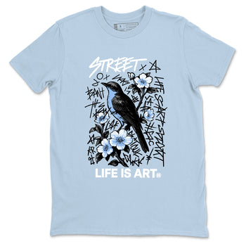 Air Jordan 4 Forget Me Not t-shirts to match jordans Life Is Art sneaker match tees 4s blue graphic tee for sneakerheads SNRT Sneaker Tees unisex cotton Light Blue 2 shirts