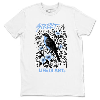 Air Jordan 4 Forget Me Not t-shirts to match jordans Life Is Art sneaker match tees 4s blue graphic tee for sneakerheads SNRT Sneaker Tees unisex cotton White 2 shirts
