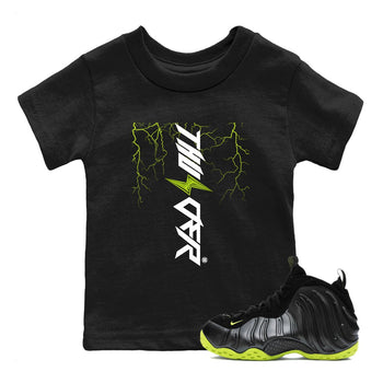 Foams One Black Volt best t shirts to wear with jordans Lightning Thunder sneaker match tees Air Foamposite One Black Volt match shoes to clothes SNRT Sneaker Tees Youth Baby Black 1 tee