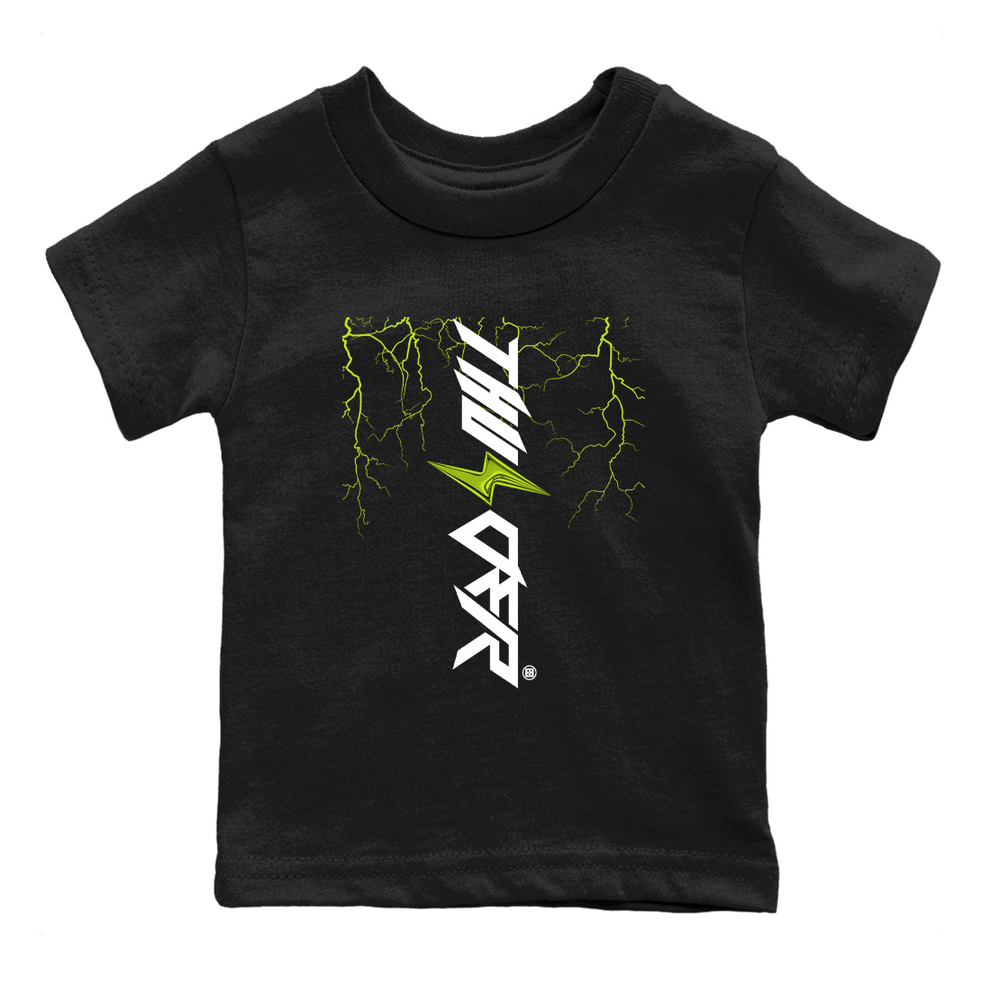 Foams One Black Volt best t shirts to wear with jordans Lightning Thunder sneaker match tees Air Foamposite One Black Volt match shoes to clothes SNRT Sneaker Tees Youth Baby Black 2 tee