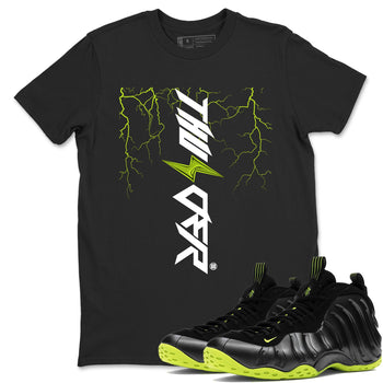 Foams One Black Volt best t shirts to wear with jordans Lightning Thunder sneaker match tees Air Foamposite One Black Volt match shoes to clothes SNRT Sneaker Tees unisex cotton Black 1 shirts