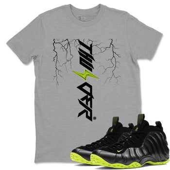 Foams One Black Volt best t shirts to wear with jordans Lightning Thunder sneaker match tees Air Foamposite One Black Volt match shoes to clothes SNRT Sneaker Tees unisex cotton Heather Grey 1 shirts