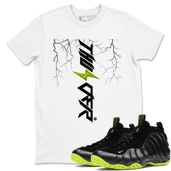 Foams One Black Volt best t shirts to wear with jordans Lightning Thunder sneaker match tees Air Foamposite One Black Volt match shoes to clothes SNRT Sneaker Tees unisex cotton White 1 shirts