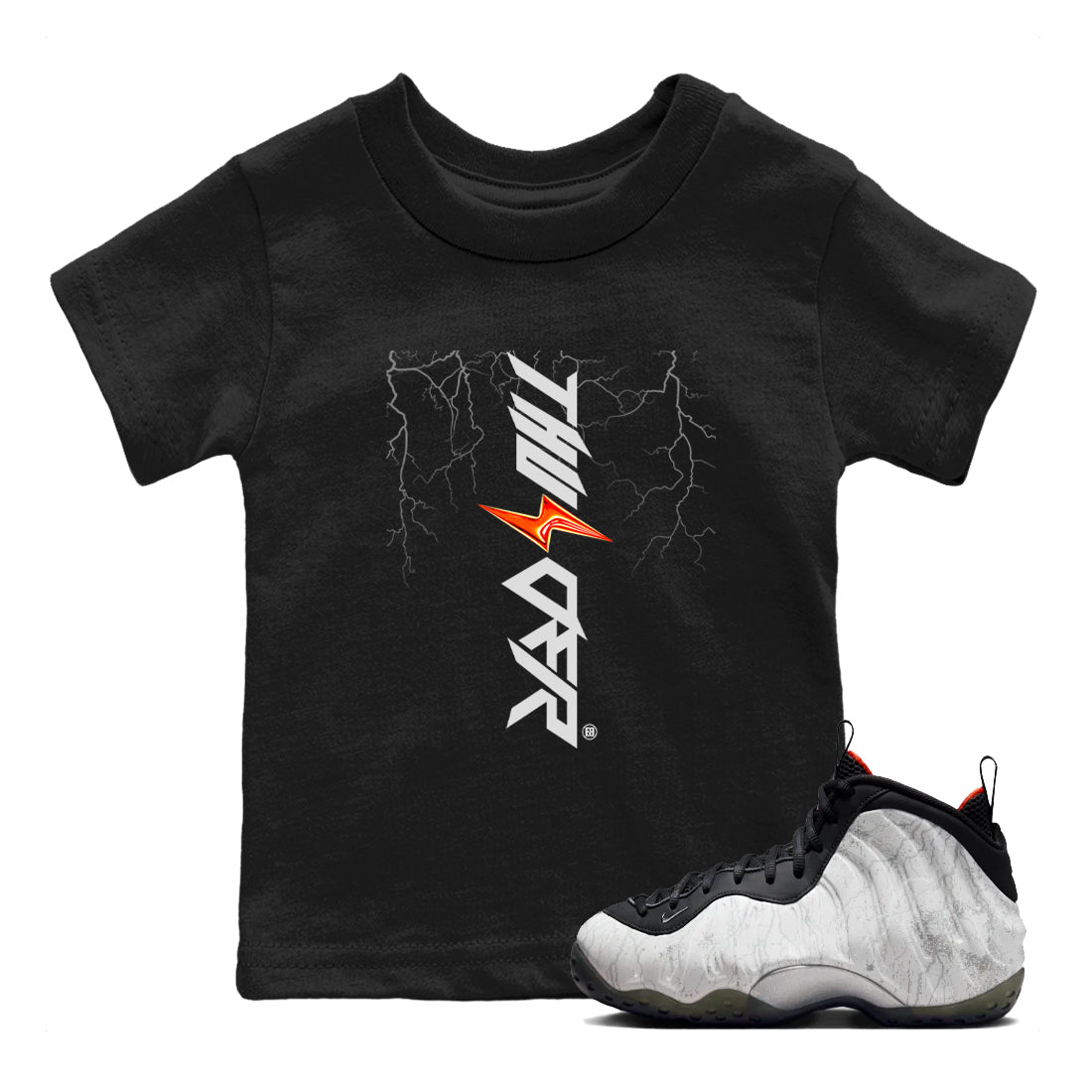 Foams One Jin shirts to match jordans Lightning Thunder sneaker match tees Air Foamposite One Jin match shoes to clothes SNRT Sneaker Tees Youth Baby Black 1 tee