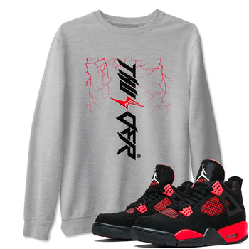 4s Red Thunder shirts to match jordans Lightning Thunder sneaker match tees Air Jordan 4 Red Thunder SNRT Sneaker Tees streetwear brand Heather Grey 1 unisex cotton tee