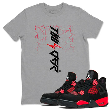 4s Red Thunder shirts to match jordans Lightning Thunder sneaker match tees Air Jordan 4 Red Thunder SNRT Sneaker Tees streetwear brand Heather Grey 1 unisex cotton tee