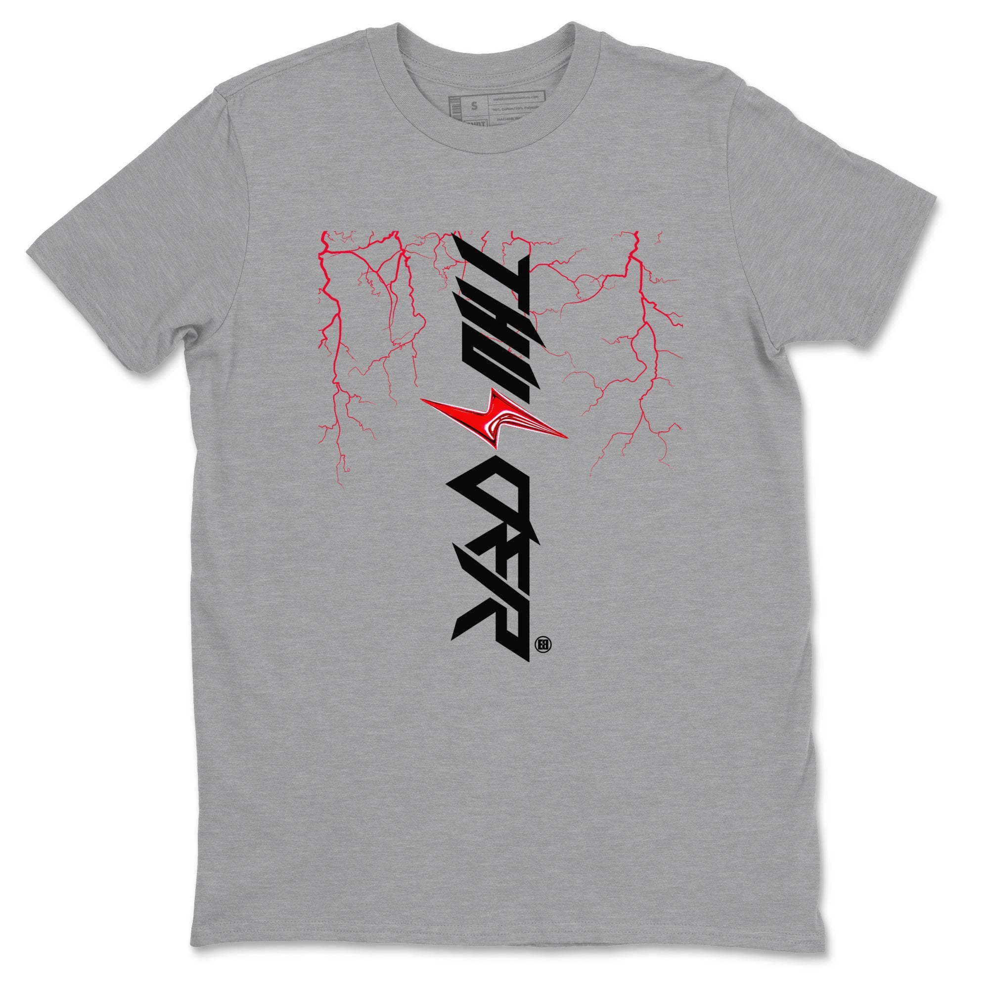 4s Red Thunder shirts to match jordans Lightning Thunder sneaker match tees Air Jordan 4 Red Thunder SNRT Sneaker Tees streetwear brand Heather Grey 2 unisex cotton tee
