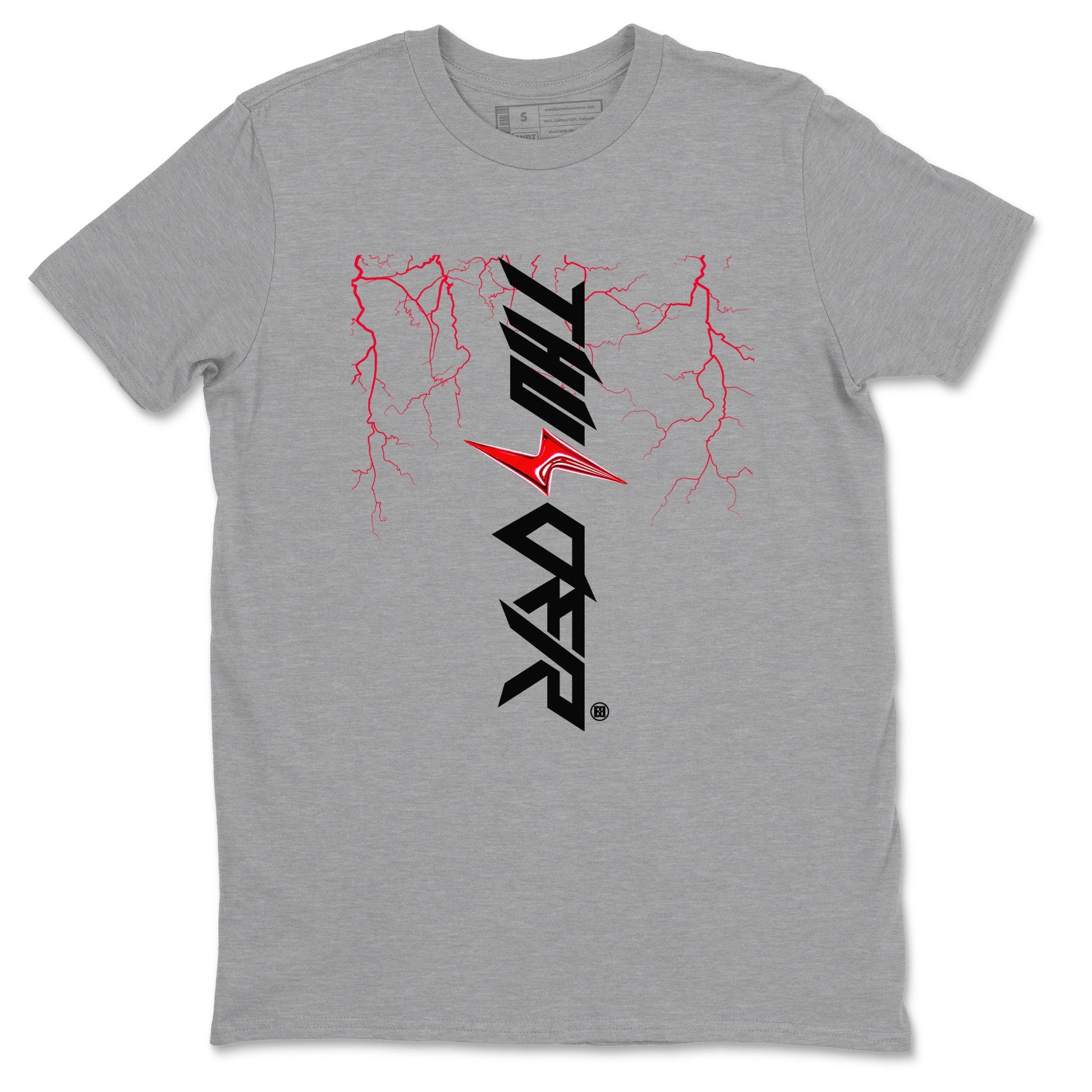 4s Red Thunder shirts to match jordans Lightning Thunder sneaker match tees Air Jordan 4 Red Thunder SNRT Sneaker Tees streetwear brand Heather Grey 2 unisex cotton tee